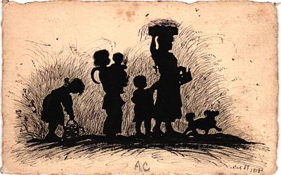 Почтовая карточка"Семья". 1919г. Б.м. и г., 9 х 14 см