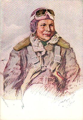 Почтовая карточка "Ленинградский фронт. Герой Советского Союза, летчик-истребитель майор Г.Г. 