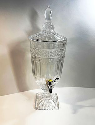 Крюшонница (лимонадница) стеклянная с краном. Размер с крышкой: 17х46,5см. Кран заменен.