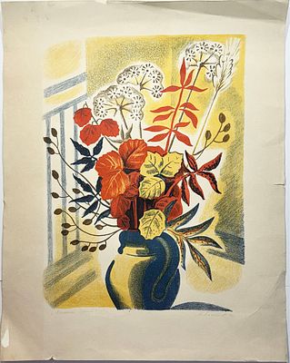 Худ. Ю. Васнецов "Осенний букет". Литография, 1976г. Размер: 59,5х47,5см. Небольшие надрывы и 