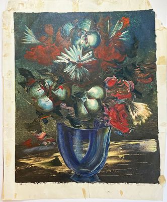 Большой формат. Худ. А. Сысоев "Большой букет". Натюрморт, 1971г. Подпись: "Диане от Алексея". 