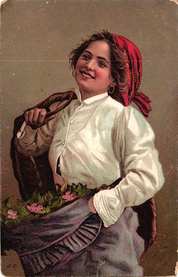 Открытое письмо "Девушка". Изд. Stengel & Co, б.г., 9 х 14 см. Потертости уголков