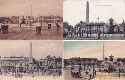 Подборка из 4 открытых писем "4 вида площади Конкорд в Париже". Б.м. и г., 9 х 14 см