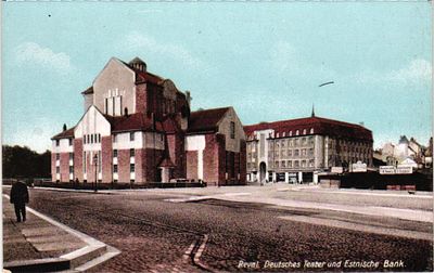 Открытое письмо "Ревель. Театр и Банк". Изд. E.G.S.i.S., б.г., 9 х 14 см