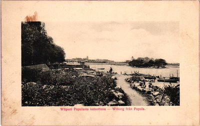 Открытое письмо "Выборг. Вид с Папулы". Изд. O.Y., б.г., 9 х 14 см.