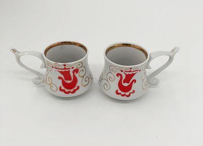 Две (2шт.) кофейных чашки. Бронницкий з-д "Возрождение". Бронницы, 1966г. Высота: 6,5см.