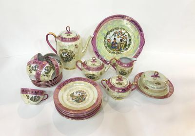 Фарфоровый сервиз на 6 персон "Мадонна. Гейши". BES ГДР. В комплекте: Большой чайник 24x24см 