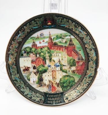 Фарфоровое декоративное настенное блюдце "Господин Великий Новгород". Авторская эксклюзивная 