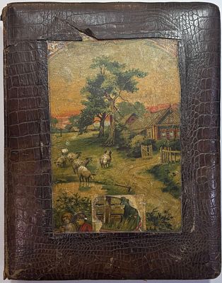 Большой формат. Фотоальбом цельнокоженный переплет (рептилии), серебренный обрез. Нач. 20 века. 