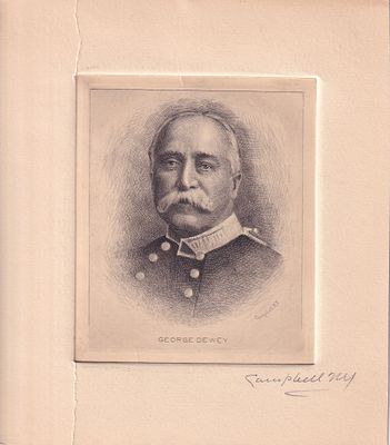 Литография "Джордж Дьюи". Джордж Дьюи (1837-1917) - адмирал военно-морского флота США. Знаменит 