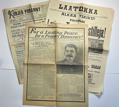 Подборка из трех (3шт.) иностранных газет: № 635 за 1905г., 2л.. Размер: 56х38см.; № 43 за 