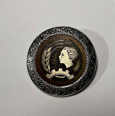 Нагрудный знак "Сбор на жените первенци пазарджик 1965". Болгария. Размер: 3,5х3,5см.