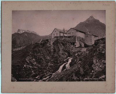 Двухсторонняя фотография на картоне "Хоспис..". Изд. "Photoglob". Zurich. Размер: 21х27,5см. 