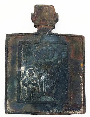 Икона нательная Святые мученики. Кирик и Иулита. XVIII-XIXвв. Размер: 5,5х4,2см.