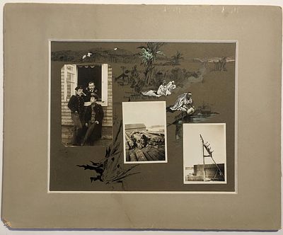 Большой формат. Худ. Каразин "Строительство Большого Охтинского моста". Фотография оформленная 
