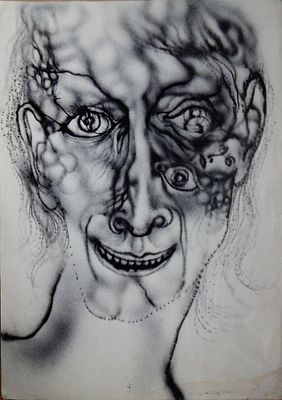 Гаврилов В.Ф. Ужас 1970-е гг. Бумага, аэрография 40,7Х29. Гаврилов Валерий 