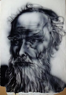 Гаврилов В.Ф. Мужской портрет 1970-е гг. Аэрография 40Х29. Гаврилов Валерий 