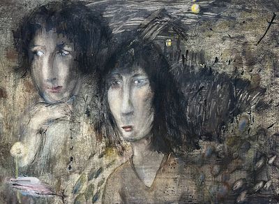 Ганзин В. В деревне Бумага, смеш. техника 33Х45. Ганзин Владимир (1957 г.р.) Родился в Омске. С 