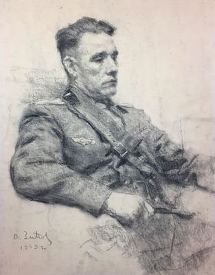 Зинов В.С. Офицер 1959г. Бумага, уголь 62Х49. Зинов Виктор Семенович (1908—1991) Живописец. 