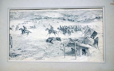 Котов Н.Г. Оборона Царицына. Фрагмент панорамы. 1950 г. Бумага, тушь, 37Х63. Котов Николай 