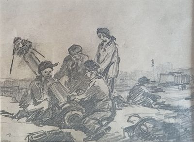 Бурак А.Ф. Запуск спутника 1960-е гг. Бумага, карандаш 15,5Х21. Бурак Александр Филиппович (1921 