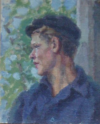 Сосновская А.Е. Парнишечка 1950-е гг. Холст, масло 23,5Х19. Сосновская Аврора Ефимовна 