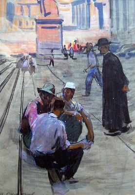 Симонов И.И. Рим 1960-е гг. Бумага, смеш. техника 47Х32. Симонов Игорь Иванович (1927 