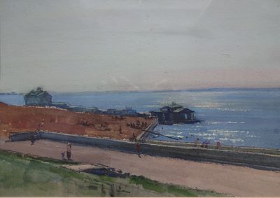 Миловидов Б.В. Саратов. Набережная 1963г. Бумага, гуашь 27Х39. Миловидов Борис Васильевич 