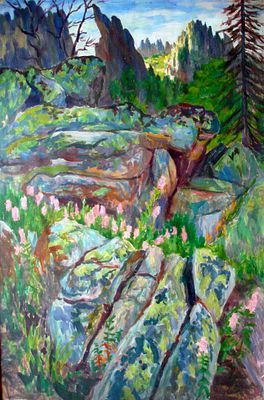 Слюсарев И.К. Камни на Таганае 1936 г. Бумага, темпера 89Х59. Слюсарев Иван Кириллович (1886 – 