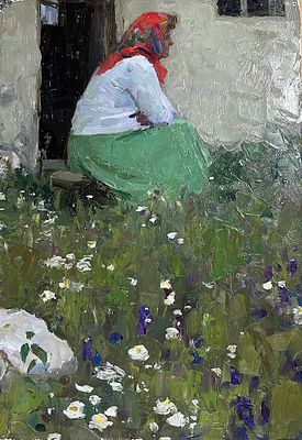 Караваев В.И. (1923-1990) В ожидании 1960-е гг. Холст, масло 33Х47