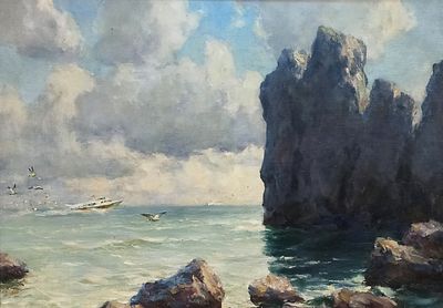 Шомин С.Н. Бухта А.П.Чехова в Гурзуфе. Крым. 1980г. Холст, масло, 60х80. Шомин Сергей 