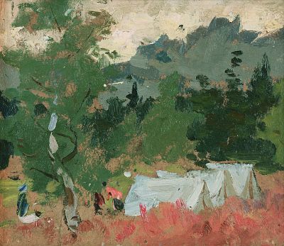 Нестеров И.Н. У Таганая 1958г к.м. 22Х25. Нестеров Иван Наумович (1922 – 2003) Живописец. Член 