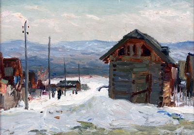 Нестеров И.Н. На окраине 1960-е гг. к.м. 24Х34. Нестеров Иван Наумович (1922 – 2003) Живописец. 