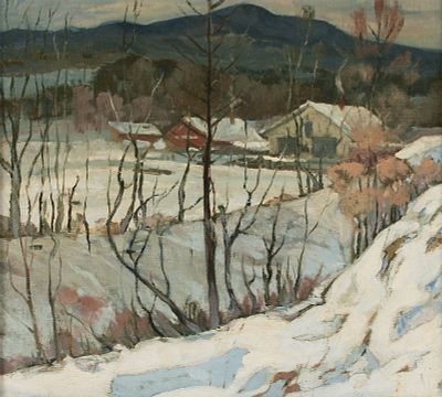 Крысин В.М. Горячеключевские дали 1987 г. Холст, картон, масло 38Х43. Крысин Виктор Михайлович 