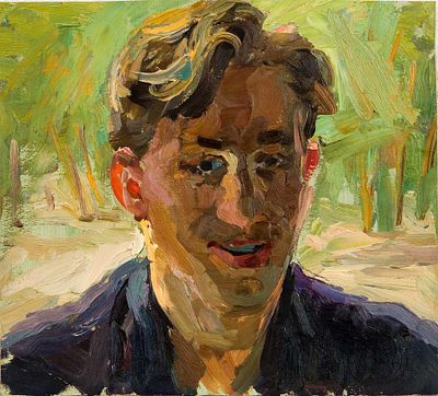 Сосновская А.Е. Юра Сабадаш (будущий поэт) 1960-е гг. Картон, масло 23Х26. Сосновская Аврора 