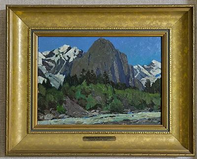 Бурак А.Ф. Серая скала 1957 г. Картон, масло 20Х25. Бурак Александр Филиппович (1921 - 1997) 