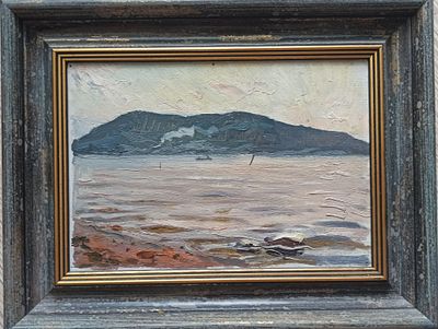 Нестеров И.Н. Озеро Ильмень 1985 г. Фанера, масло 18Х25,5. Нестеров Иван Наумович (1922 – 2003) 