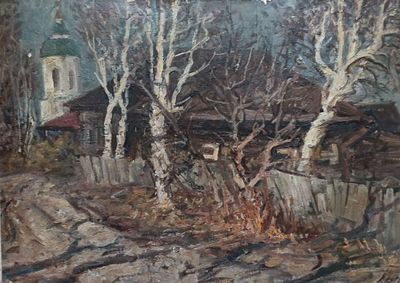 Полков М.Г. Весна 1991г. Картон, масло 50Х70. Полков Михаил Григорьевич 1948 – 2017 Полков 