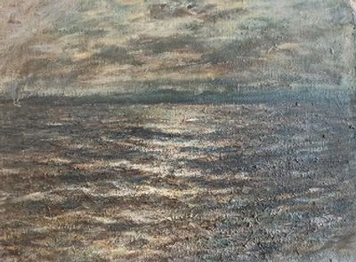 Полков М.Г. Прибой. (Иртыш) 1996 г. Картон, масло 50Х70. Полков Михаил Григорьевич 1948 – 2017 