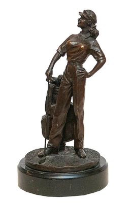 Richard H. Ellis Гольфистка. Конец ХХ в. США. Бронза, мрамор, литьё. Высота 25 см