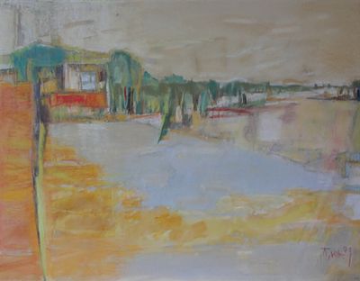 Брюханова Д.А. Река 1999г. Бумага, акварель, пастель 49Х63. Брюханова (Ромащенко) Диана 