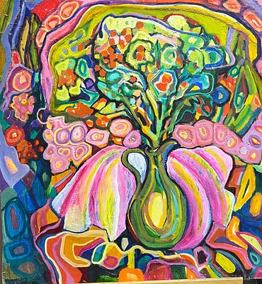 Хабаров Л.Л. Розовая тряпка 1998 г. Оргалит, масло 73Х67. Хабаров Лев Леонидович (р. 1950) - 