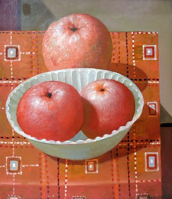 Алексеев-Свинкин А.А. Яблоки 1994 г. Холст, масло 80Х70. Алексеев-Свинкин Александр Алексеевич 