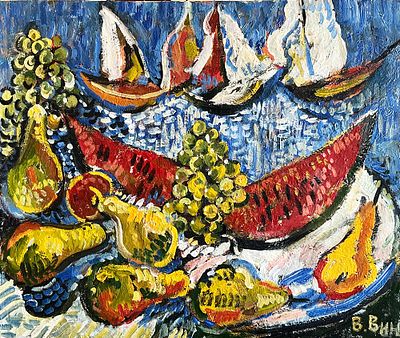 Винокуров Сладкая жизнь 2002 г. Оргалит, масло 55Х65. Винокуров Виктор Семёнович (род. 1949) 