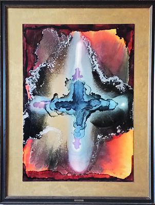 Михайлов В.В. Композиция3 1991г Картон, масло 105Х75. Михайлов Вячеслав Саввич 1945 г.р.В 1977 