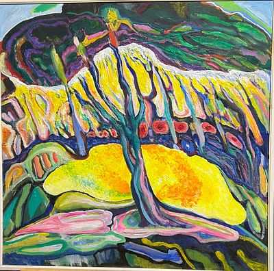 Хабаров Л.Л. Солнце на поляне 2005 г. Оргалит, масло 58Х58. Хабаров Лев Леонидович (р. 1950) - 