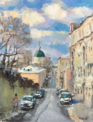 &laquo;Скоро весна. Переулок Хохловский&raquo;
Холст/масло, 45х35 см, 2023 г.
Художник Елена Полуян