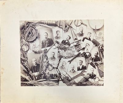 Фотография. 1902г. Служащие завода(?) Коллаж. размер паспарту 35х41см. Жг-1