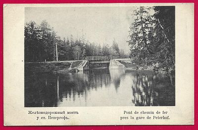 Железнодорожный мост у станции Петергоф. фототипия Дресслера. П-9535