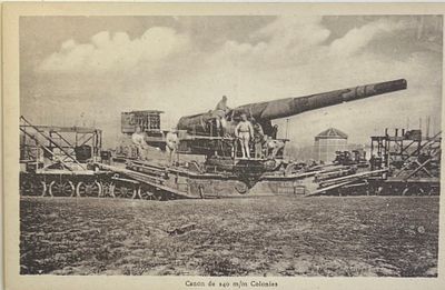 Первая мировая война. ПМВ. Canon de m/m Colonies. Железнодорожное орудие. Пушка. П-9223